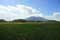 Paysage avec champs de riz et Iriga montagne