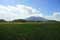 Landscape with rice fields and mount Iriga