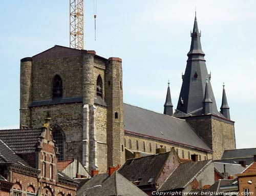 Saint-Vincentiuskerk SOIGNIES in ZINNIK / BELGI Overzicht van op plein