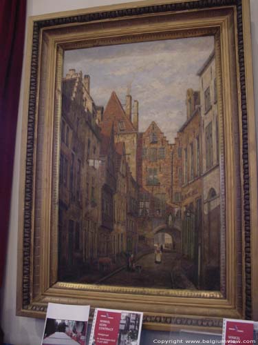 Palingbrug ANTWERPEN 1 (centrum) in ANTWERPEN / BELGI Oud schilderij in Stadhuis door H. Van Deuren, ca. 1880