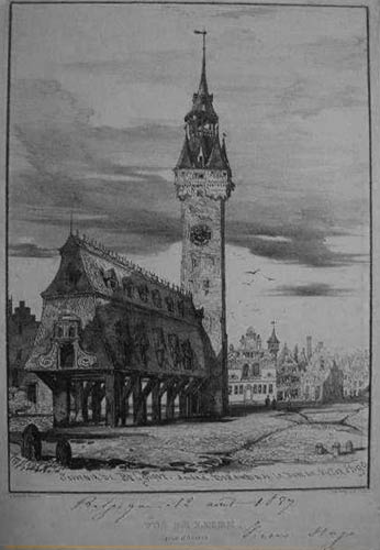 Belfry LIER picture Drawing by Victor Hugo - 1837 (Picture A.Manet)