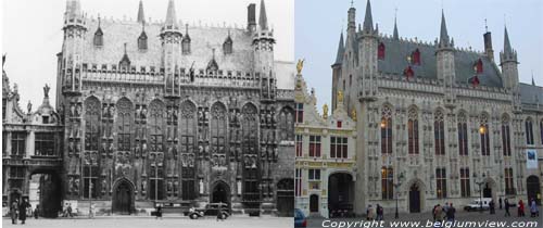 Stadhuis BRUGGE foto 1938 tov 2002 (met dank aan Pim Vermeulen).  