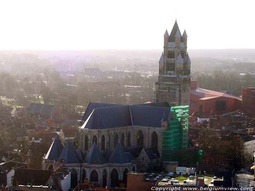 Sint-Salvatorskathedraal BRUGGE / BELGI Uitzicht op de kathedraal vanuit het belfort