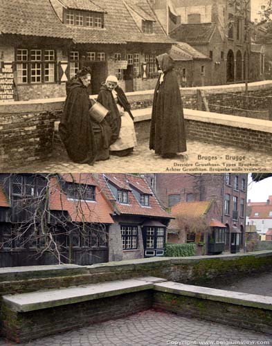 Huisjes achter Gruuthuuse BRUGGE / BELGI Vergelijkende foto 1920