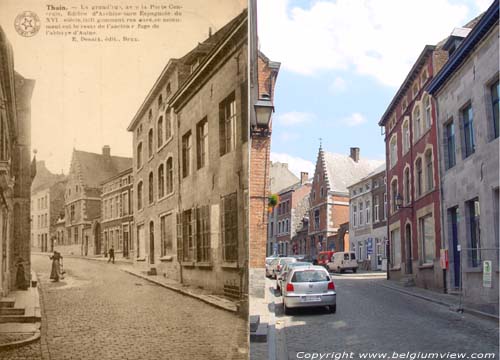 La Porte Centrale THUIN / BELGI Links de straat rond 1900, rechts de straat in 2002.