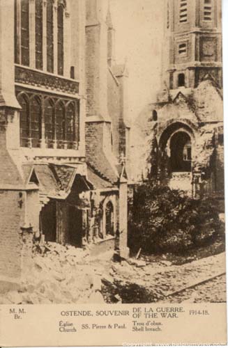 Sint-Petrus-en-Pauluskerk OOSTENDE / BELGI Oorslogsschade 1914-1918