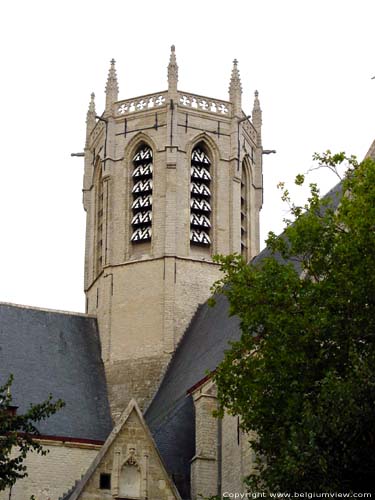 Onze-Lieve-Vrouwekerk DENDERMONDE foto In 1940 verdween de torenspits bij een storm, en sindsdien heeft de gotische vieringtoren een plat dak.