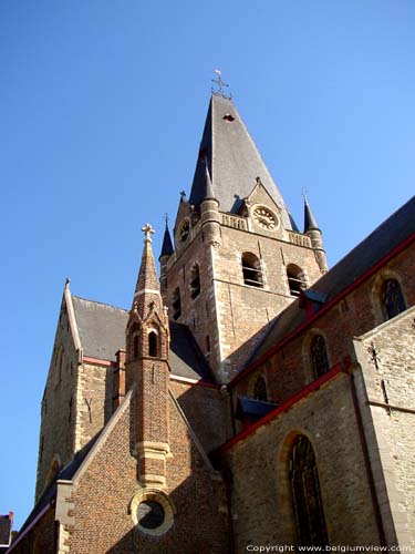 Sint-Bartholomeuskerk GERAARDSBERGEN / BELGIË Vieringtoren met neogotisch schilddak.