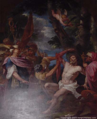 Sint-Bartholomeuskerk GERAARDSBERGEN / BELGI Het schilderij  'Marteldood van Sint Bartholomeus'  wordt aan Gaspard De Craeyer toegeschreven