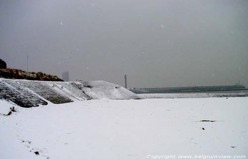 Dunes en sea under snow OOSTENDE picture