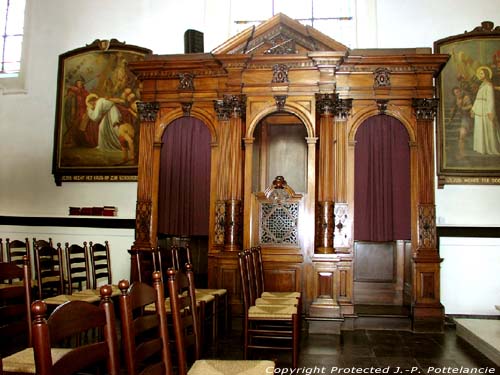 Onze-Lieve-Vrouw Onbevlekt Ontvangen of Ter Sneeuwkerk DESTELBERGEN foto Barokke biechtstoel uit 1654.