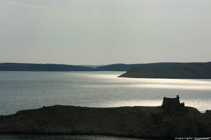 View on castle ruins from Paski Most Pag / CROATIA 
