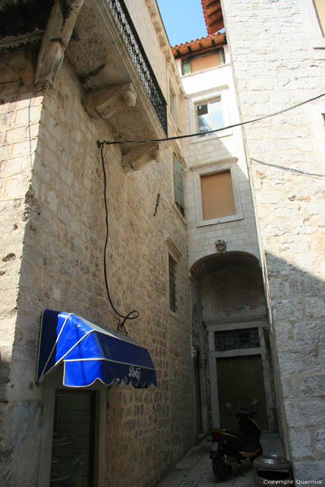 House with tympanum and corner terras Sibenik / CROATIA 