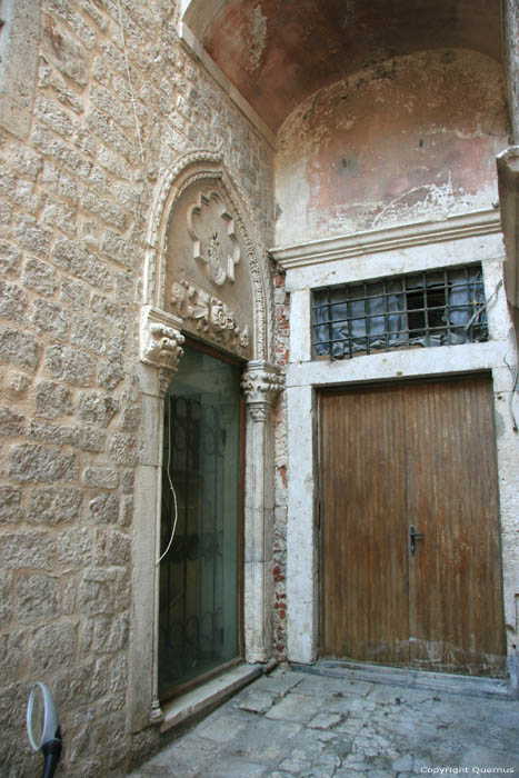 House with tympanum and corner terras Sibenik / CROATIA 