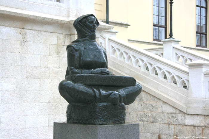 Statue in front of Pravni Faculty Zagreb in ZAGREB / CROATIA 