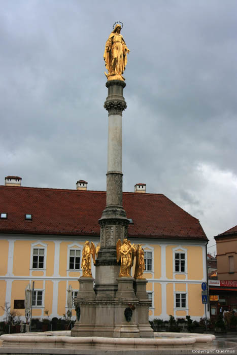 Statue of Maria on pillar  Zagreb in ZAGREB / CROATIA 