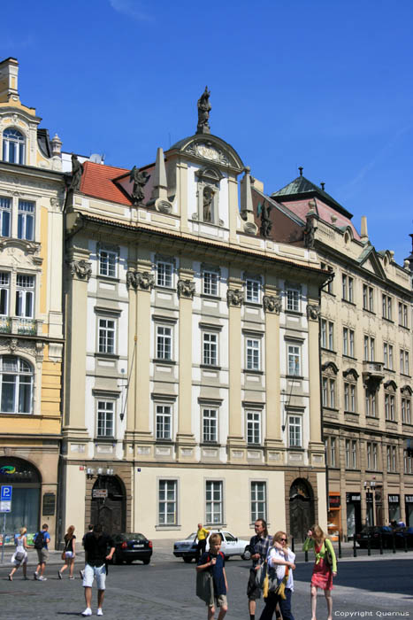 Building with statue Pragues in PRAGUES / Czech Republic 