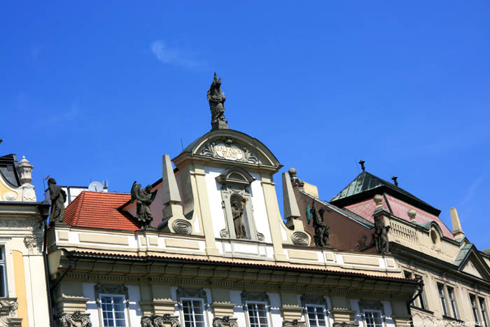 Building with statue Pragues in PRAGUES / Czech Republic 