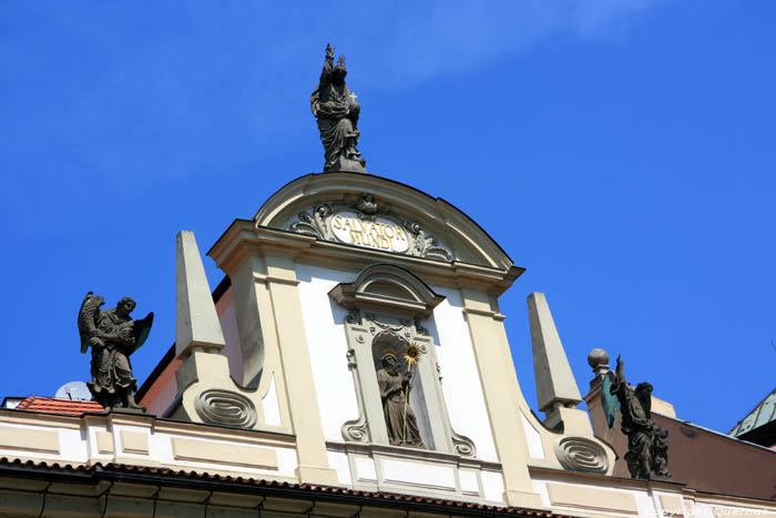 Building with statue Pragues in PRAGUES / Czech Republic 