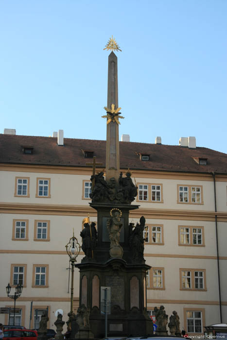 Statue in front of Saint-Nicolas' church Pragues in PRAGUES / Czech Republic 