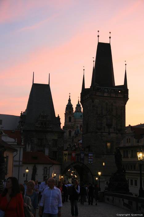 Sunset on Charles Bridge Pragues in PRAGUES / Czech Republic 