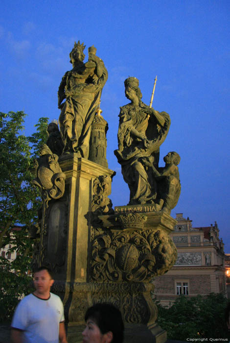 Saints Barbara, Margaret and Elizabeth 's statues Pragues in PRAGUES / Czech Republic 