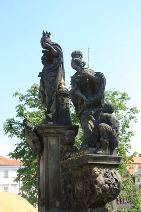 Saints Barbara, Margaret and Elizabeth 's statues Pragues in PRAGUES / Czech Republic 