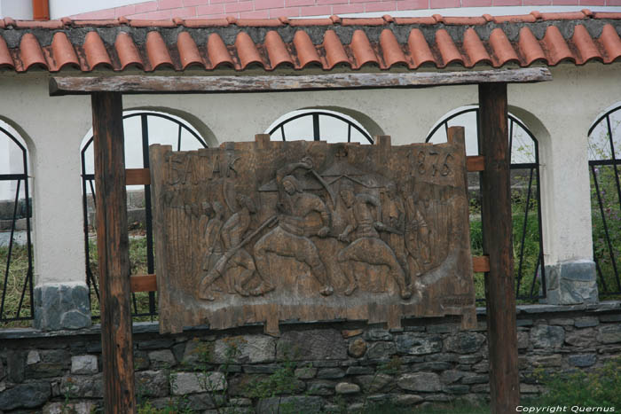 Herdenkingsplaat voor slachtpartij 1876 Batak / Bulgarije 