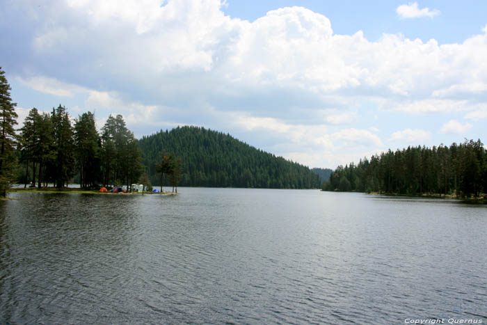 Shiroka Polyana Lake and dam Shiroka in BATAK / Bulgaria 