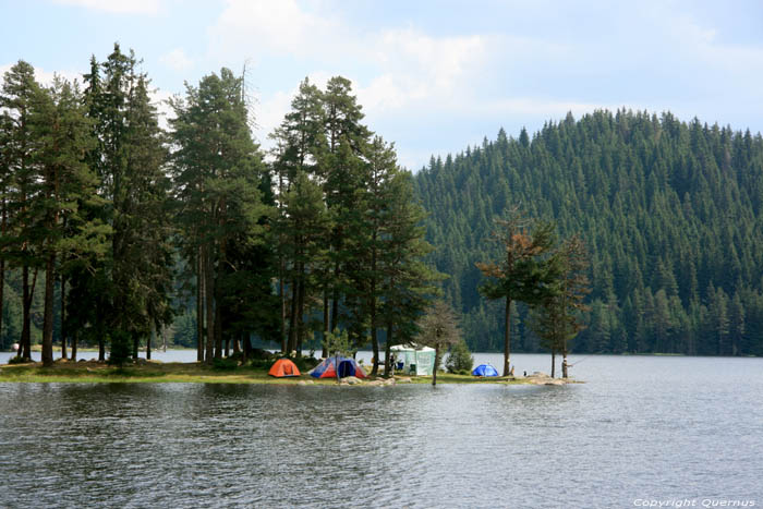 Shiroka Polyana Lake and dam Shiroka in BATAK / Bulgaria 