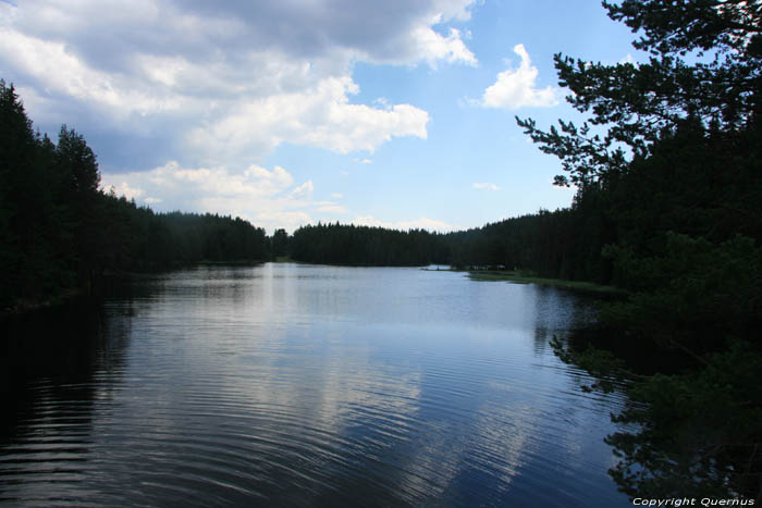 Shiroka Polyana Lake and dam Shiroka in BATAK / Bulgaria 