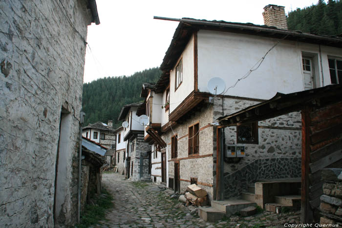 Typical street view Shiroka Laka in Shiroka Luka / Bulgaria 