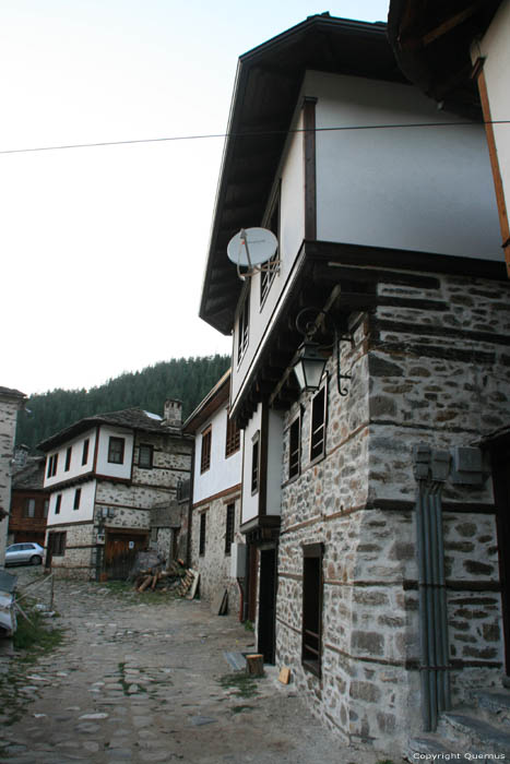 Typical street view Shiroka Laka in Shiroka Luka / Bulgaria 