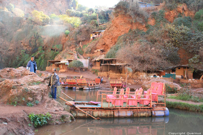 Titinac small boats under the waterfall Ouzoud / Morocco 