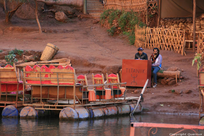 Titinac small boats under the waterfall Ouzoud / Morocco 