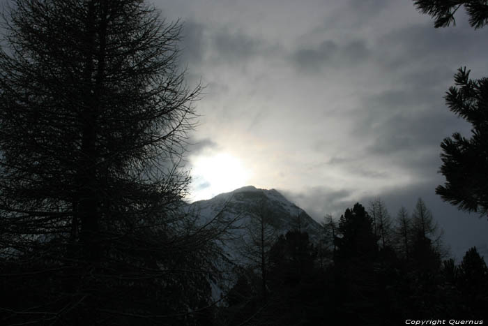 Sun Dawn on Mortyeratsch Camping Pontresina / Switzerland 