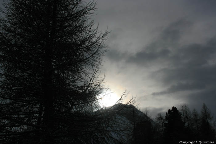 Sun Dawn on Mortyeratsch Camping Pontresina / Switzerland 