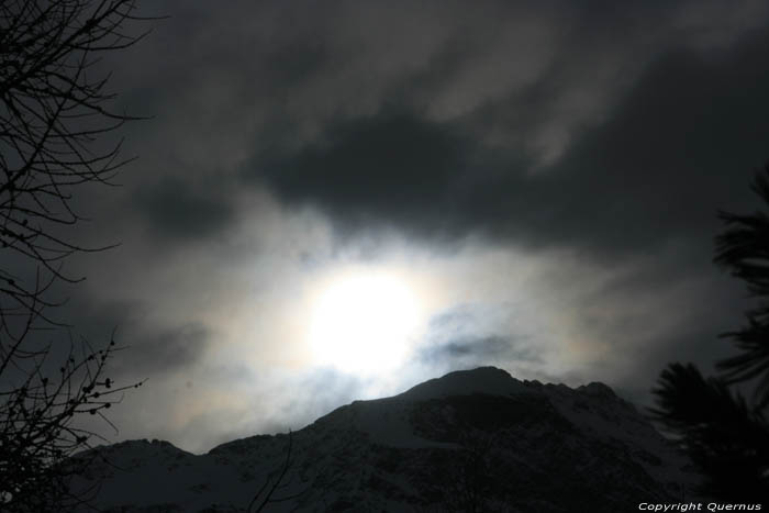 Sun Dawn on Mortyeratsch Camping Pontresina / Switzerland 