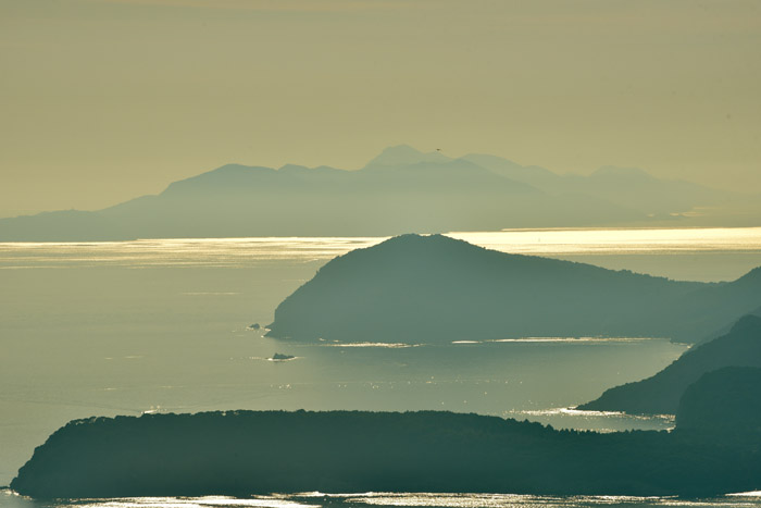 View and Sun Down Northwards Adriatic Sea Dubrovnik in Dubrovnic / CROATIA 