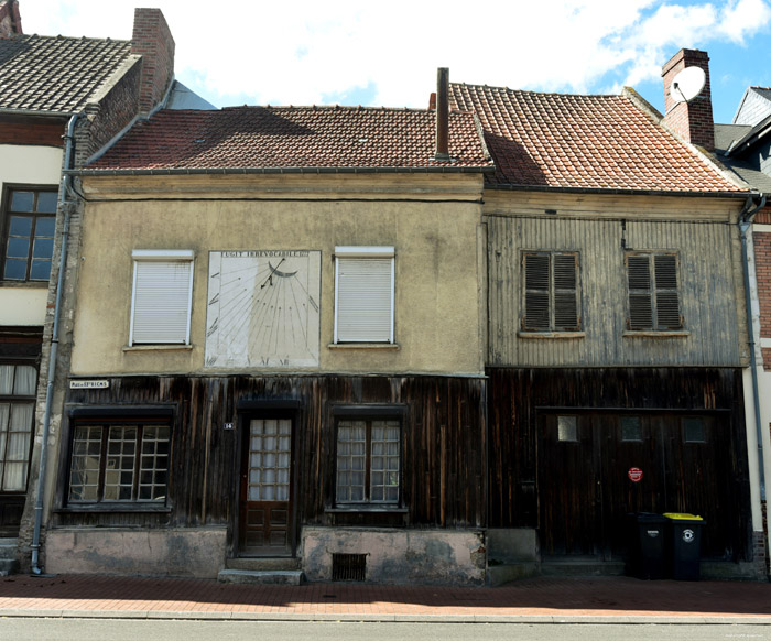 House with Sundial of 1777 Fugit Irrevocabile Airaines / FRANCE 