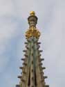 Monument voor Leopold I LAKEN in BRUSSEL / BELGIË: Met hogels bezette torenspits, bekroond door een vergulde kroon.