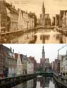 Poortersloge BRUGGE / BELGI: Boven een postkaart van rond 1900 met daaronder de situatie in 2002.