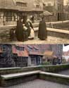 Huisjes achter Gruuthuuse BRUGGE / BELGIË: Vergelijkende foto 1920