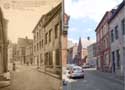 La Porte Centrale THUIN / BELGI: Links de straat rond 1900, rechts de straat in 2002.